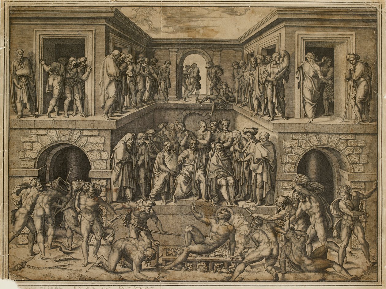 Umučení svatého Vavřince, c1525 od Marcantonio Raimondi