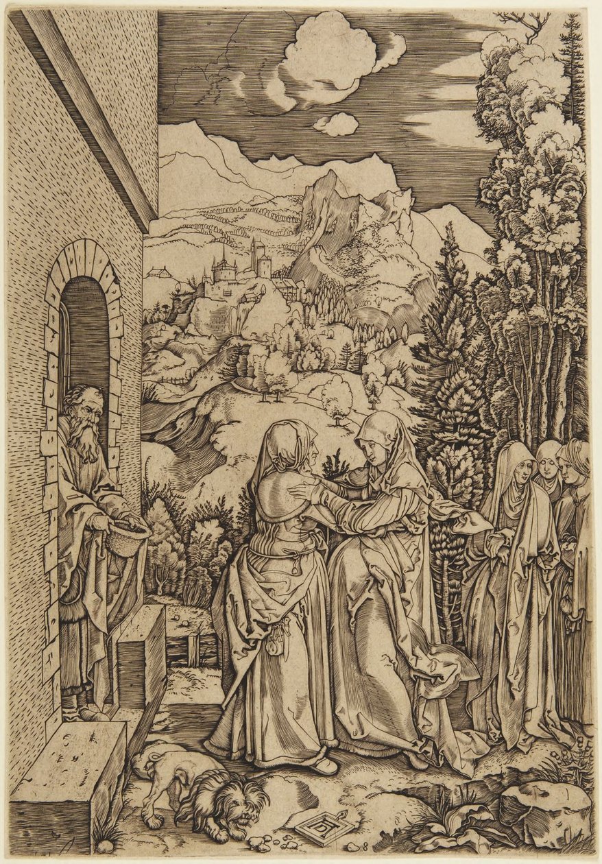 Navštívení, deska 8 ze Života Panny Marie od Marcantonio Raimondi