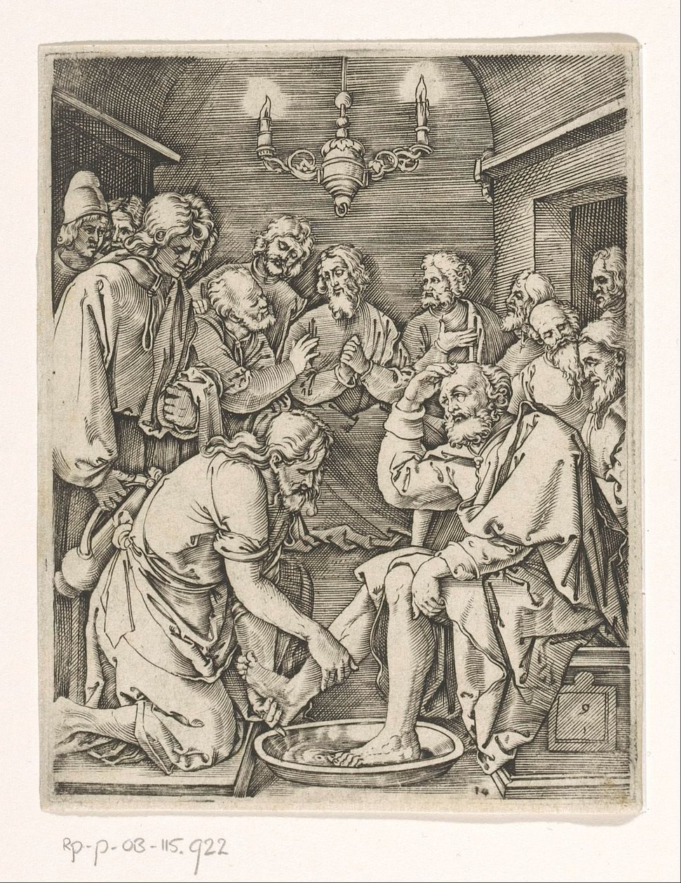 Mytí nohou Petra Umučení Krista (název série) od Marcantonio Raimondi