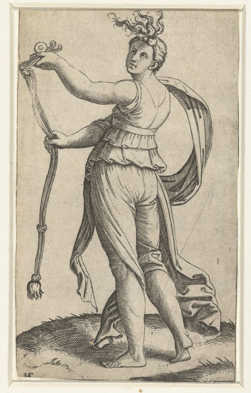Žena s koňskou uzdou jako ztělesnění střídmosti (Temperantia) od Marcantonio Raimondi