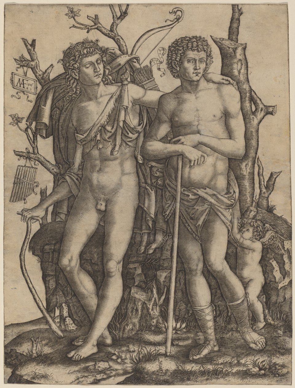 Apollo a Hyacinthus od Marcantonio Raimondi after Francesco Francia