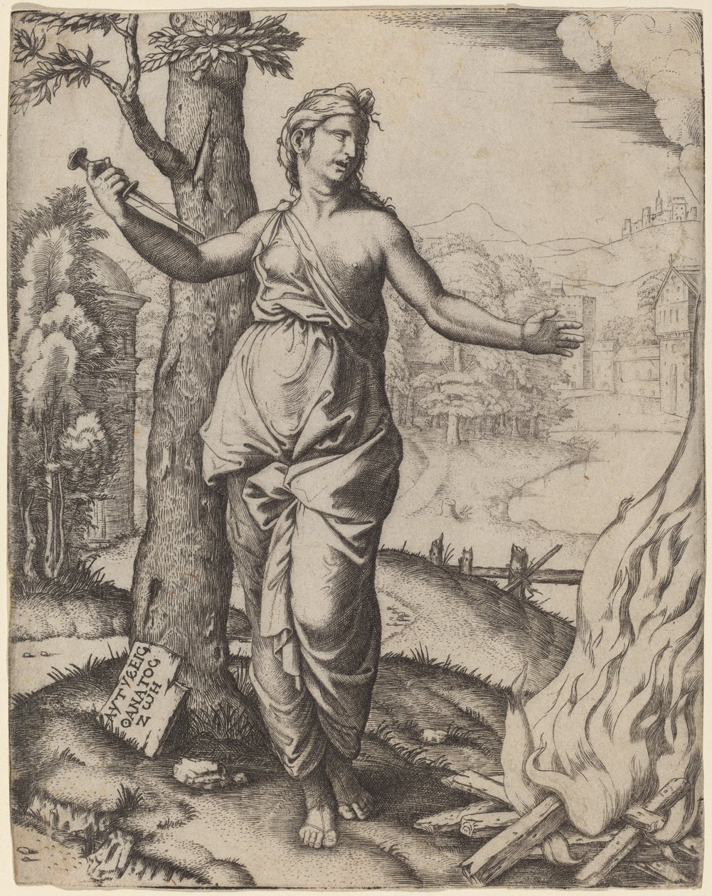 Dido od Marcantonio Raimondi after Raphael