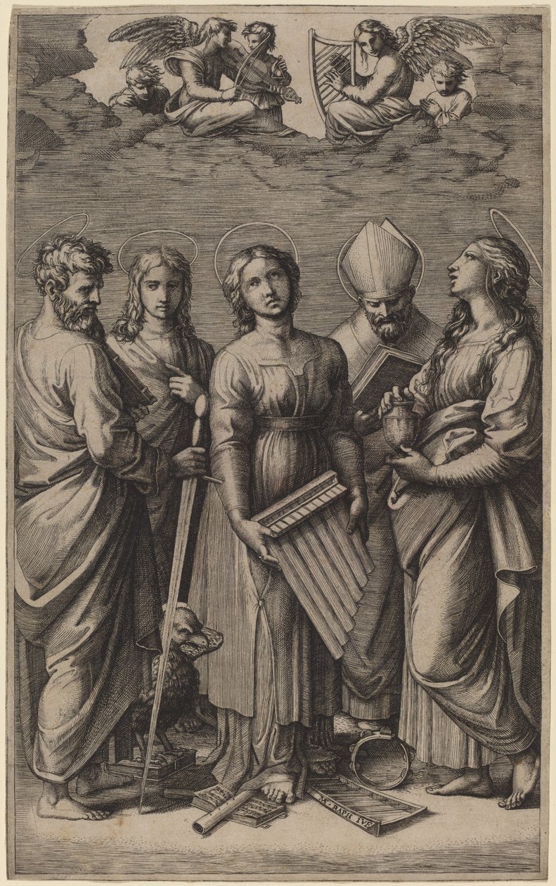 Svatá Cecílie od Marcantonio Raimondi after Raphael