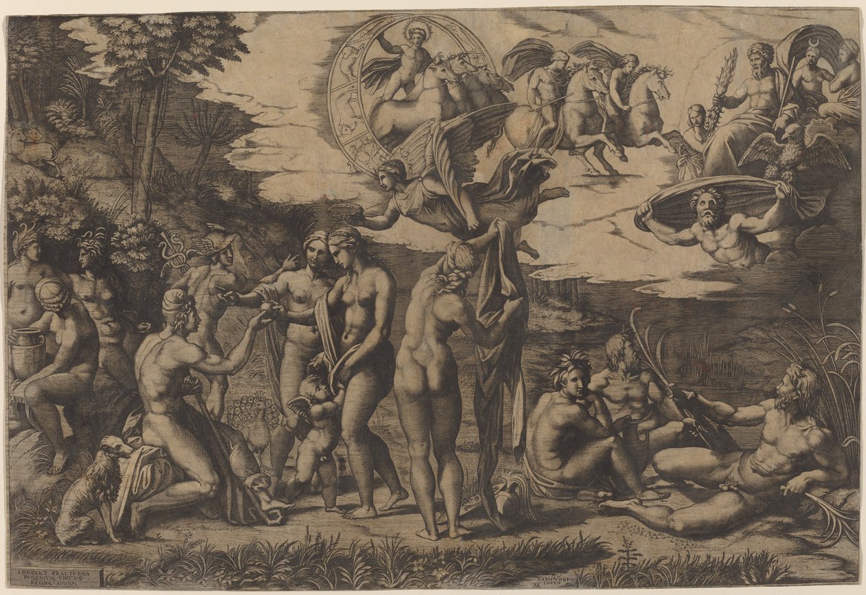 Soud z Paříže od Marcantonio Raimondi after Raphael