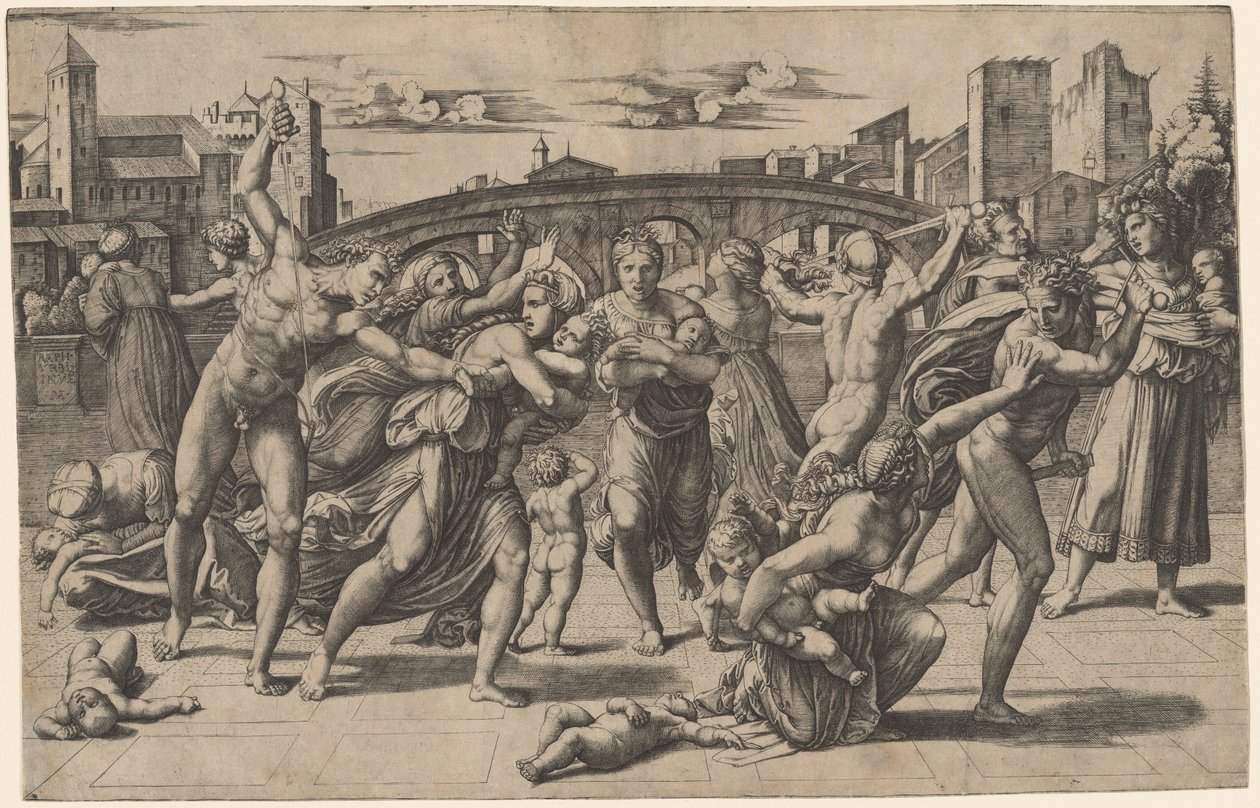 Masakr neviňátek od Marcantonio Raimondi after Raphael