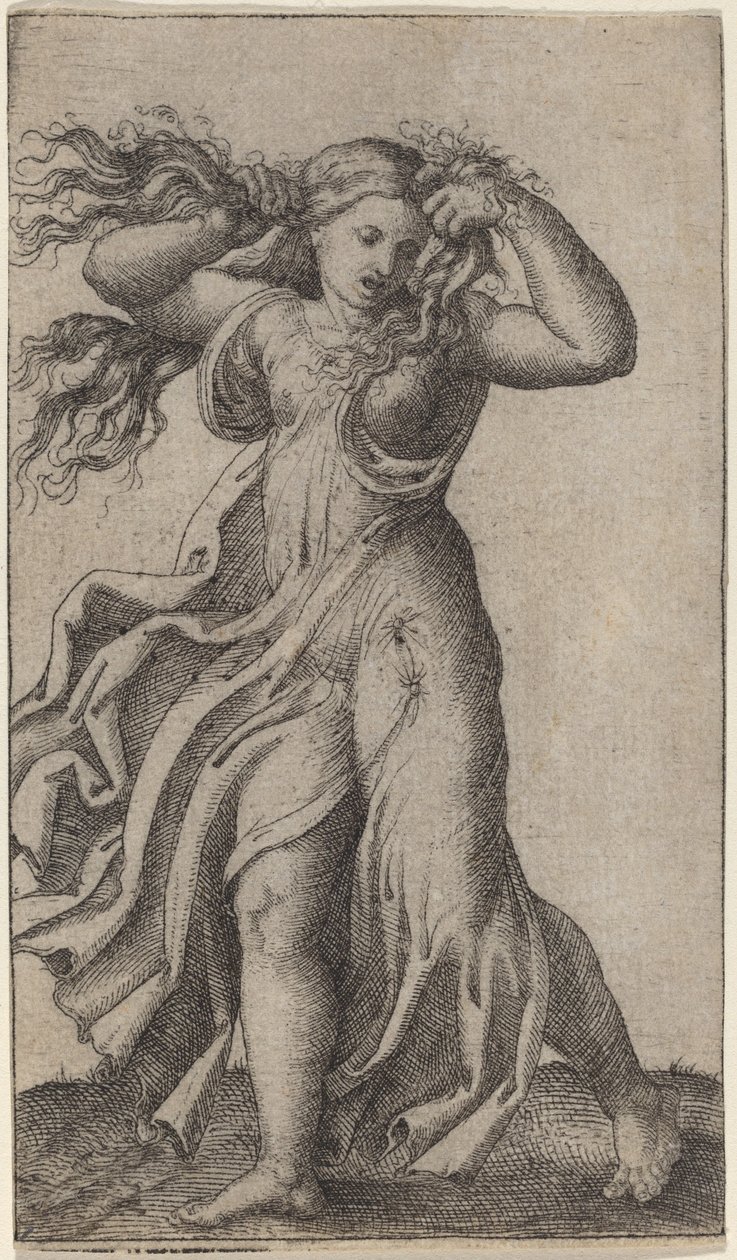 žena Tahání za vlasy od Marcantonio Raimondi possibly after Francesco Francia