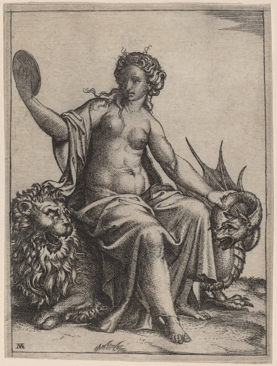 Opatrnost od Marcantonio Raimondi possibly after Raphael