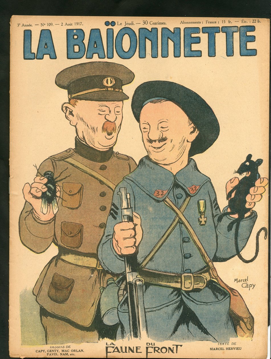 Obálka "" La Baionnette "", Satirický v barvách od Marcel Amable O.L. Capy