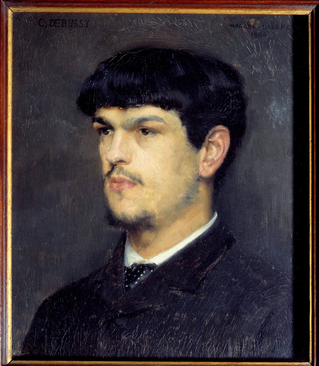 Portrét francouzského skladatele Clauda Debussyho (1862-1918) Malba černým kamenem a pastelem Marcel Andre Baschet (1862-1941) 1884 Rozměr 0,24 x 0,21 m Paříž, musee d