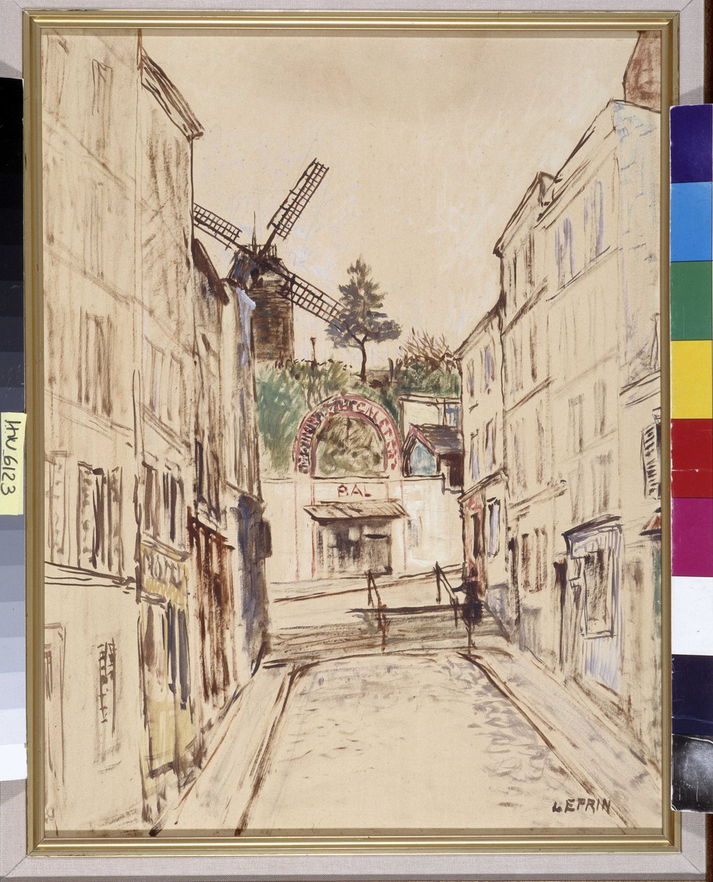 Le Moulin de la Galette: pohled na slavný kabaret Montmartre. Olej na plátně Marouflee od Marcela Leprina (1891-1933). Povinná zmínka: Regards de Provence Foundation collection, Marseille od Marcel Leprin