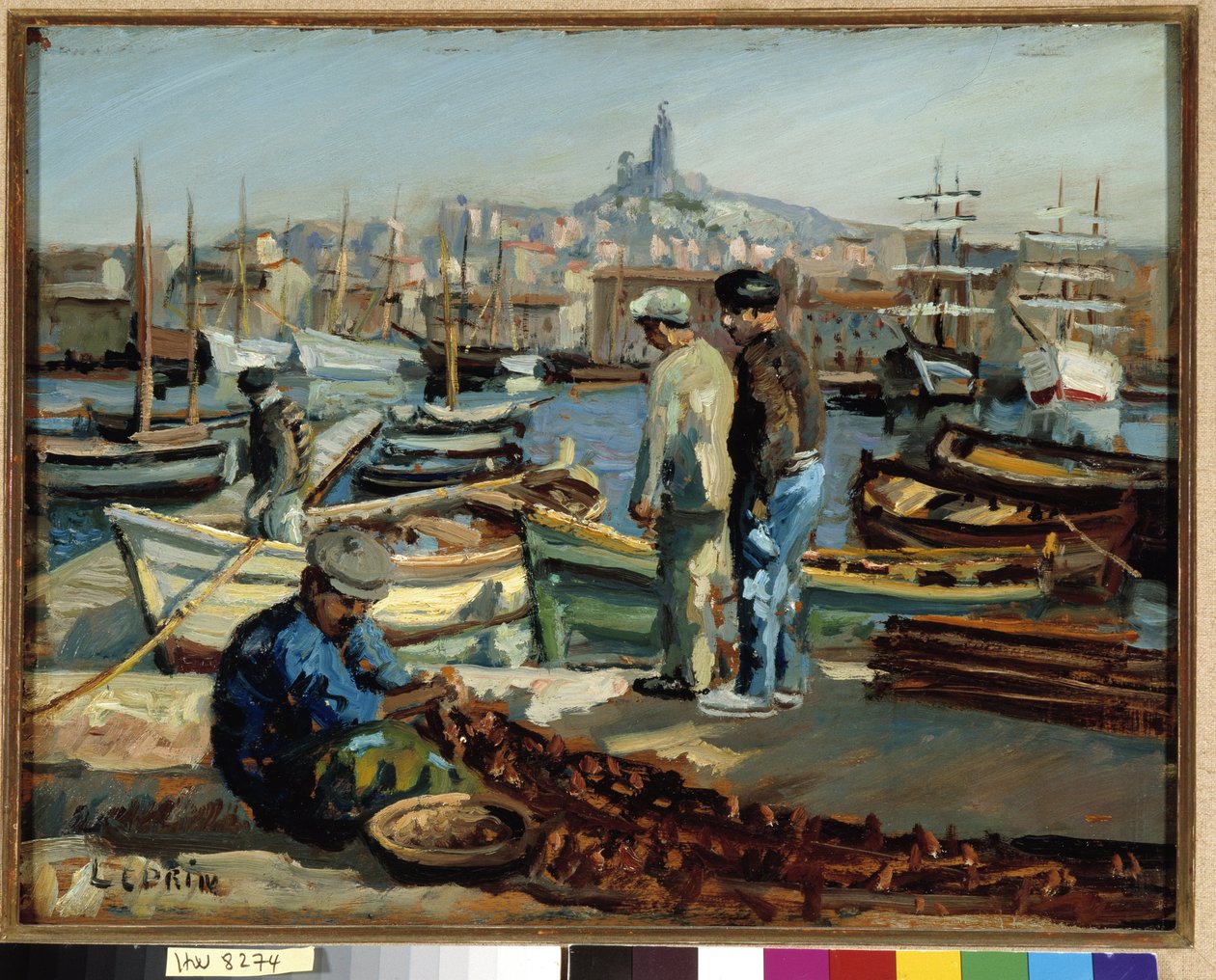 Rybáři na nábřeží marseillského přístavu Obraz Marcela Leprina (1891-1933) Povinná zmínka: Collection fondation needs de Provence, Marseille od Marcel Leprin