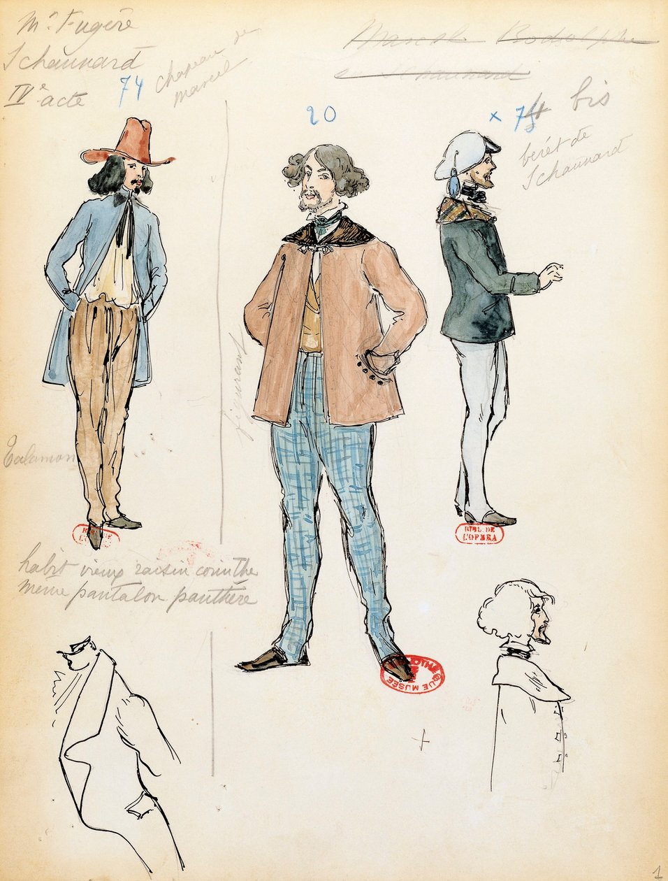 Ranska, Pariisi, pukupiirros muusikko Schaunardille Giacomo Puccinin (1858-1924) oopperassa La boheme, esitys Paris Opera Comiquessa, 13. kesäkuuta od Marcel Multzer