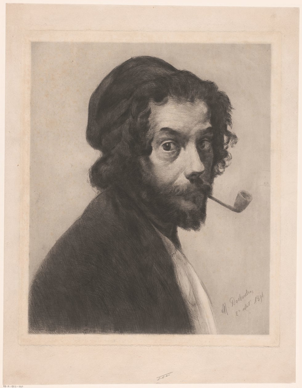 Autoportrét s potrubím od Marcellin Gilbert Desboutin (signed by artist)