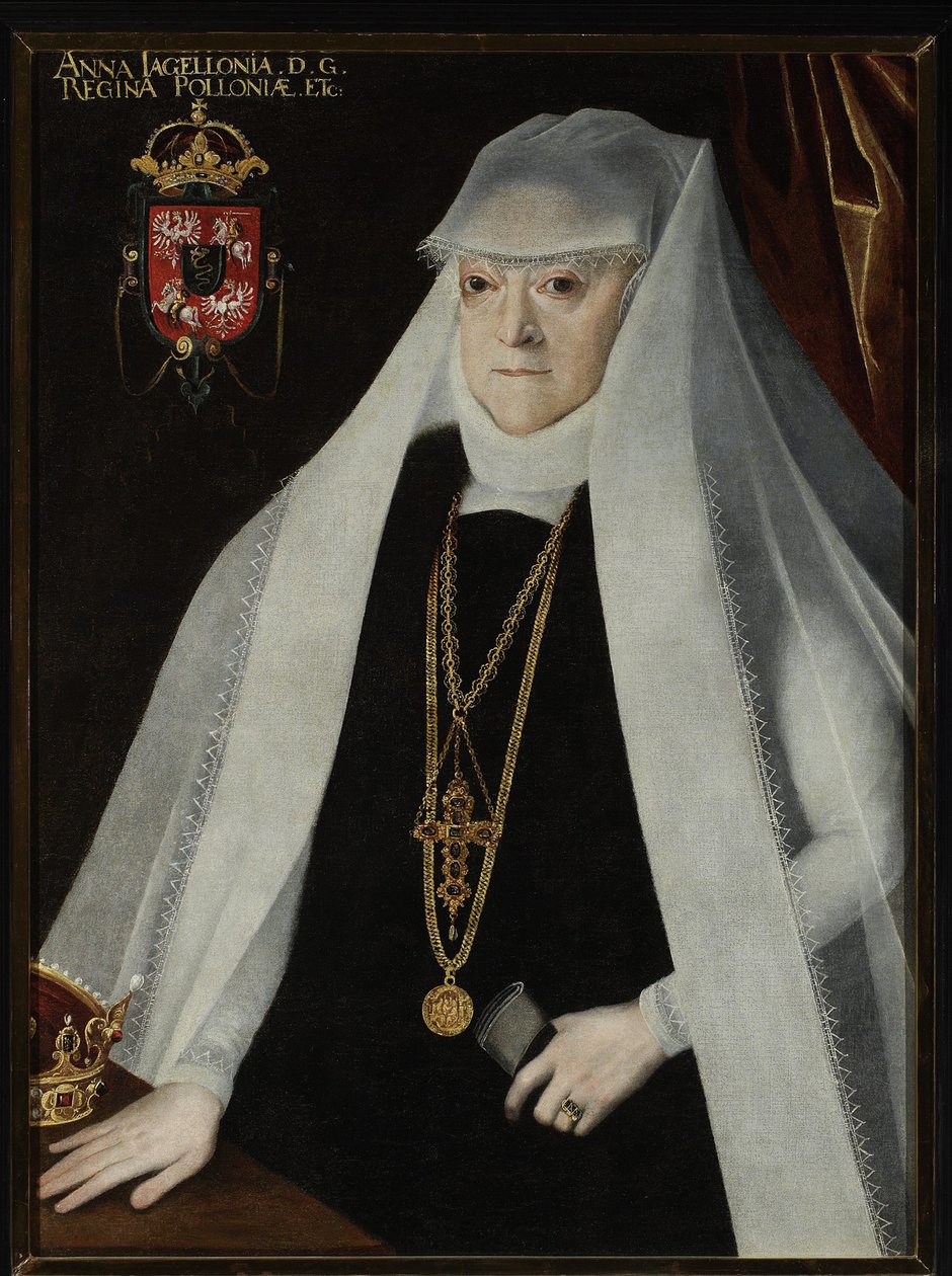 Anna Jagellon, reine de Pologne - Portrét Anny Jagellonské (1523-1596), polské královny, Kober, Martin (1550-1609). Olej na plátně, před 1596. Muzeum Narodowe, Varšava od Marcin Kober