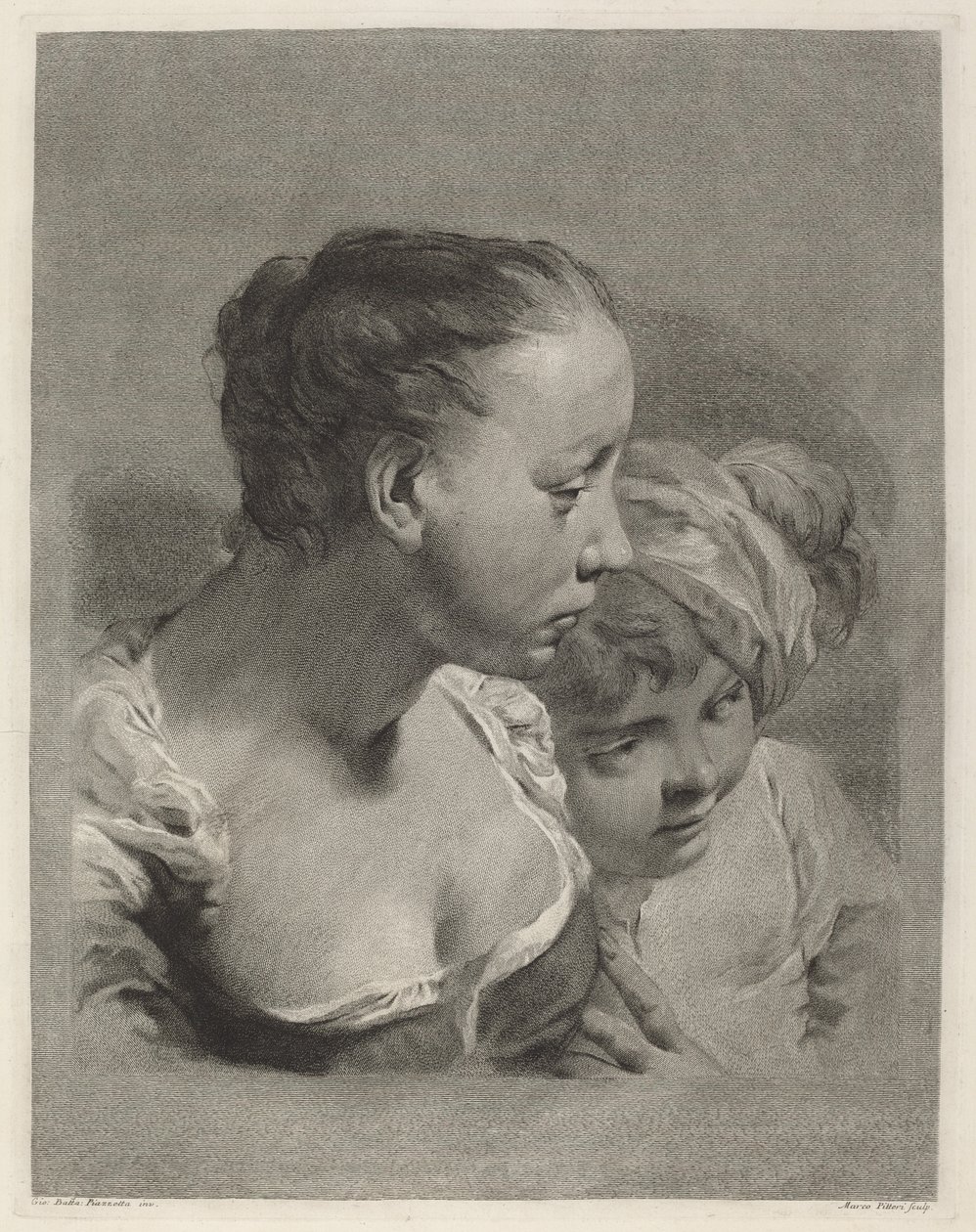 Mladá žena a chlapec čelí doprava od Marco Alvise Pitteri after Giovanni Battista Piazzetta
