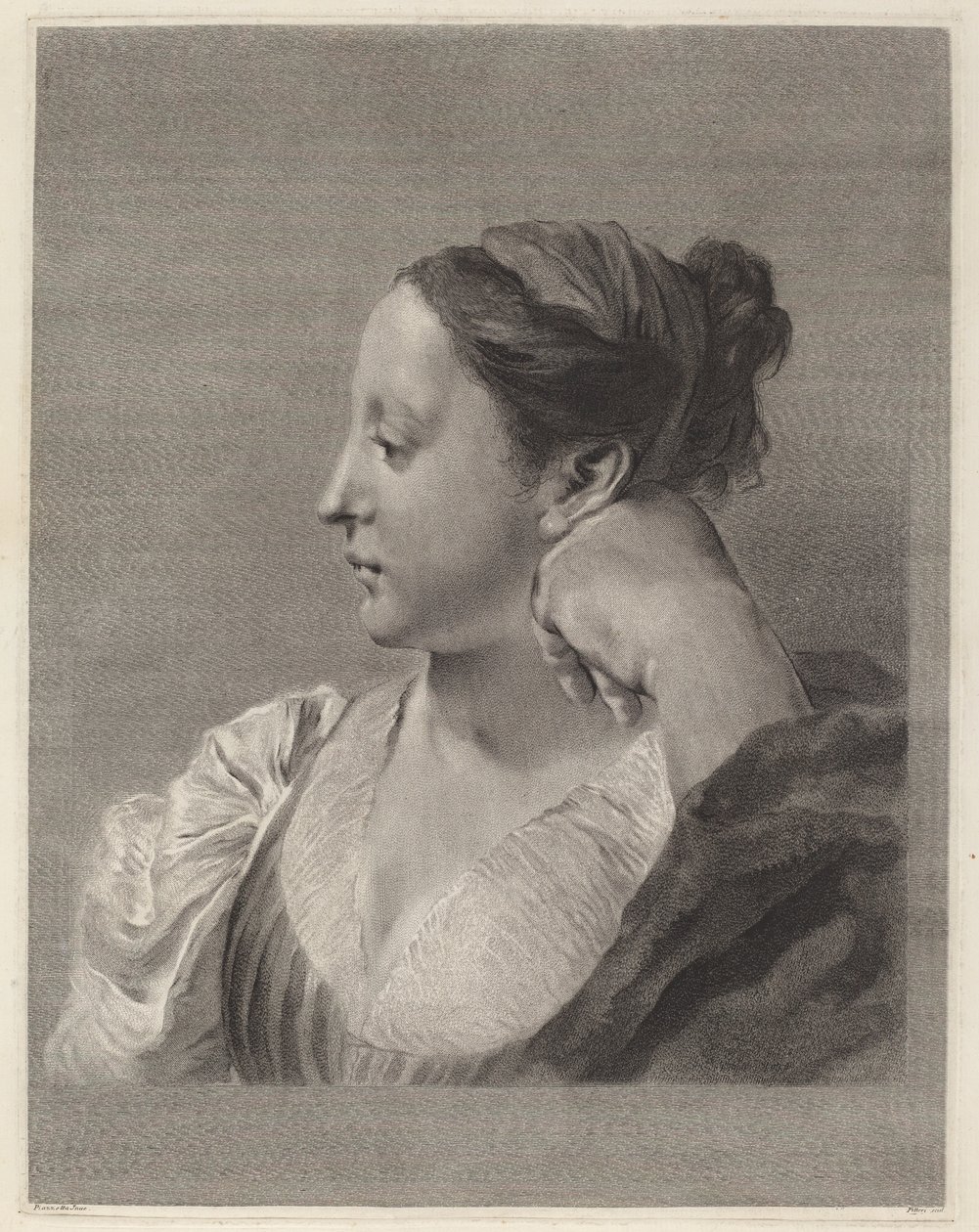 Mladá žena v profilu od Marco Alvise Pitteri after Giovanni Battista Piazzetta