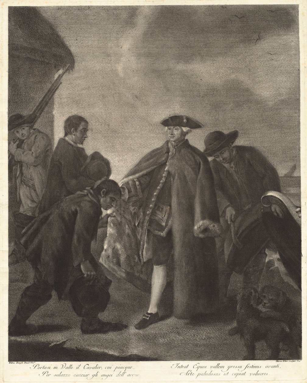 Vezměte kavalíra do údolí ... (Příjezd Mistra) od Marco Alvise Pitteri after Pietro Longhi