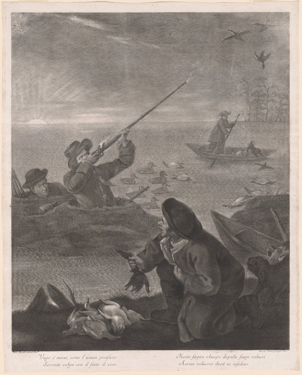 Vague je mířit s uman pensiero... (Střelba z úkrytu) od Marco Alvise Pitteri after Pietro Longhi