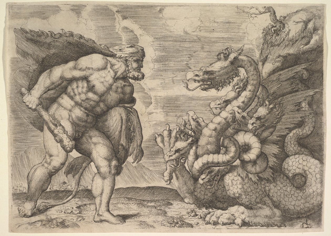 Herkules a Hydra z Lerny. od Marco Angolo del Moro