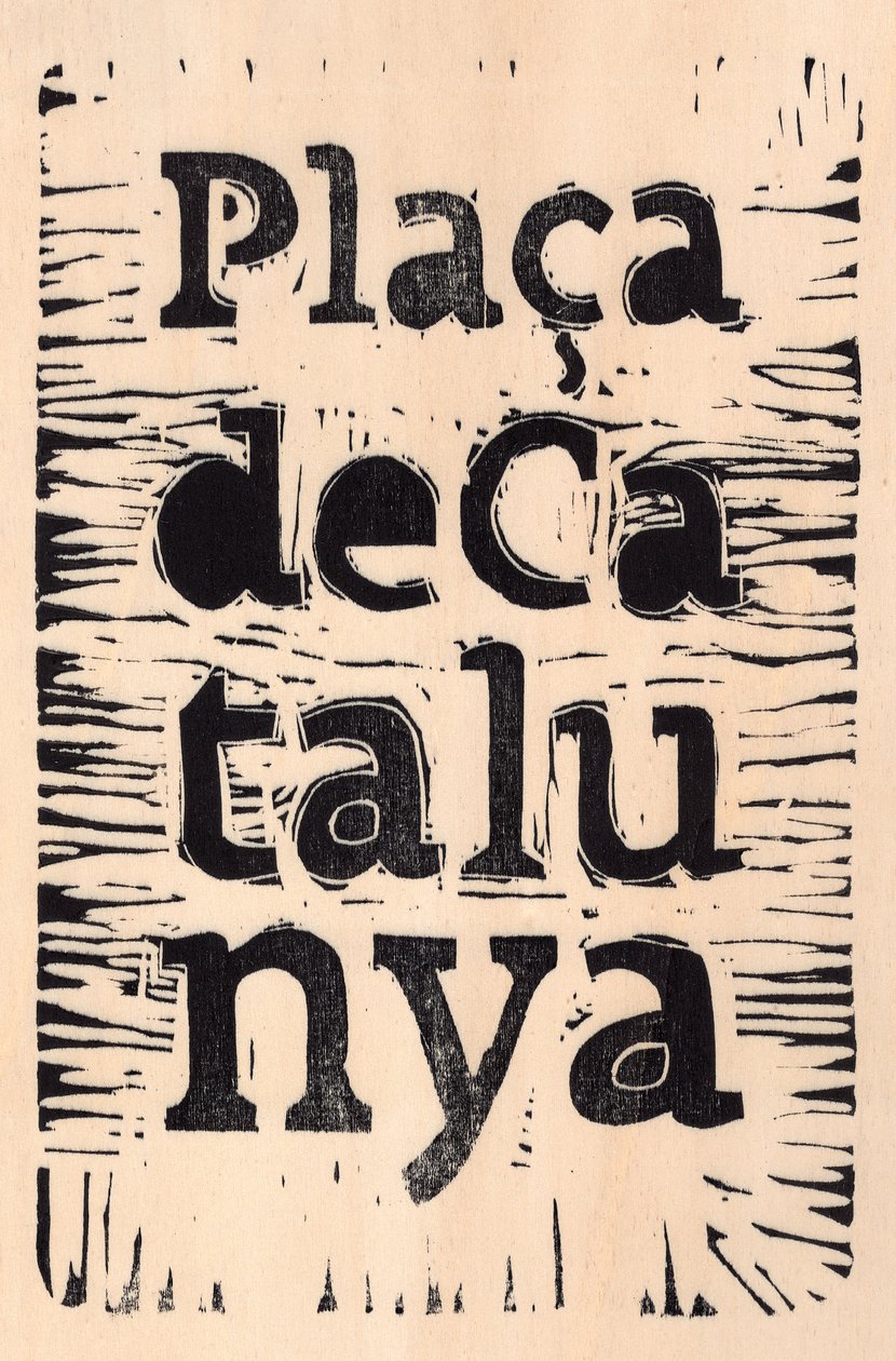 Barcelona, 2017 (linoleum na dřevě) od Marco Campedelli