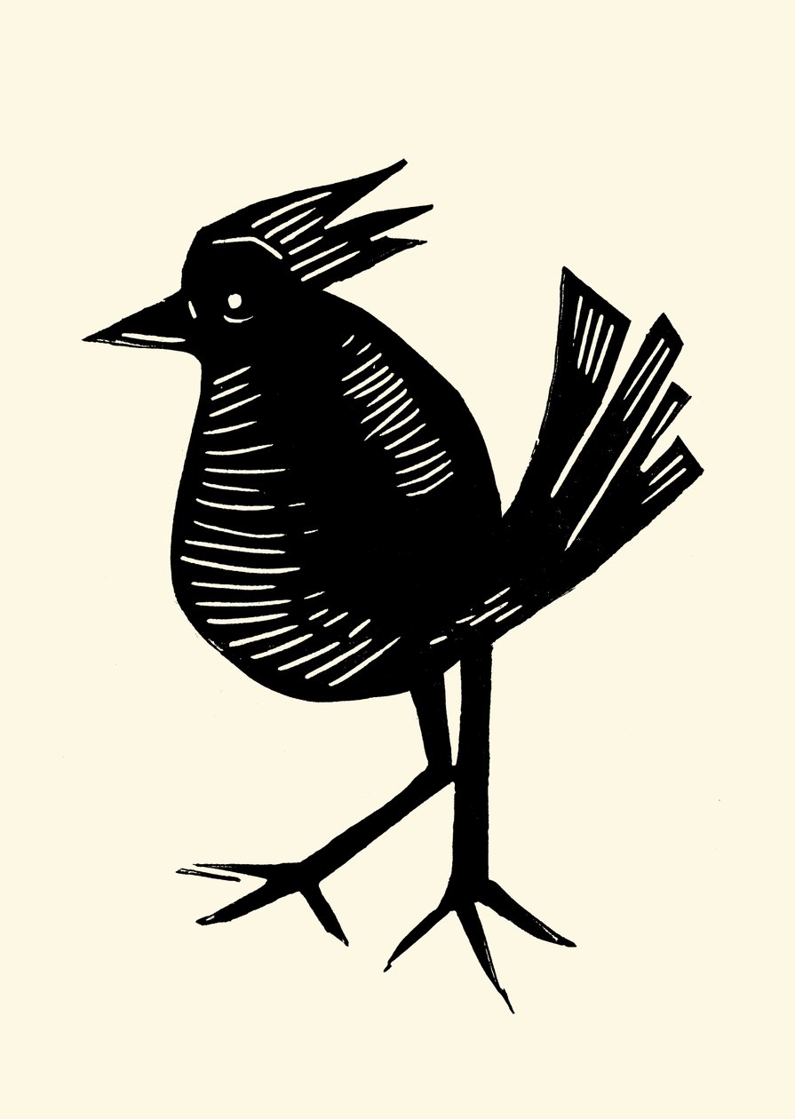 Fancy Bird, 2023 (linoleum na papíře) od Marco Campedelli