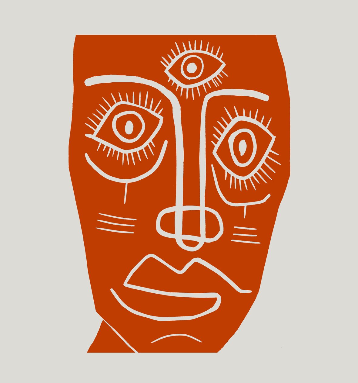 Maska, 2023 (linoleum na papíře) od Marco Campedelli