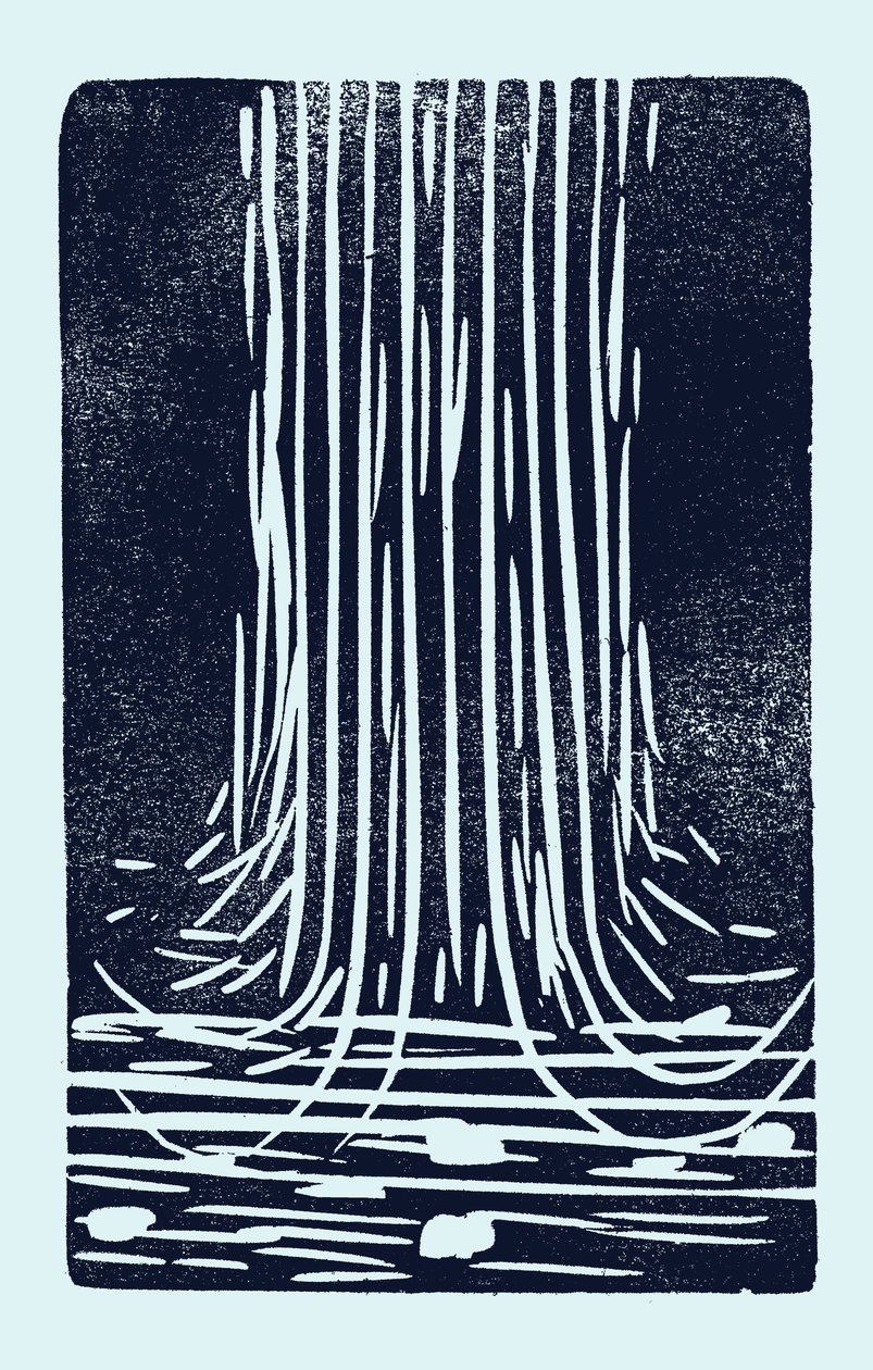Vodopád, 2014 (linoleum na papíře) od Marco Campedelli