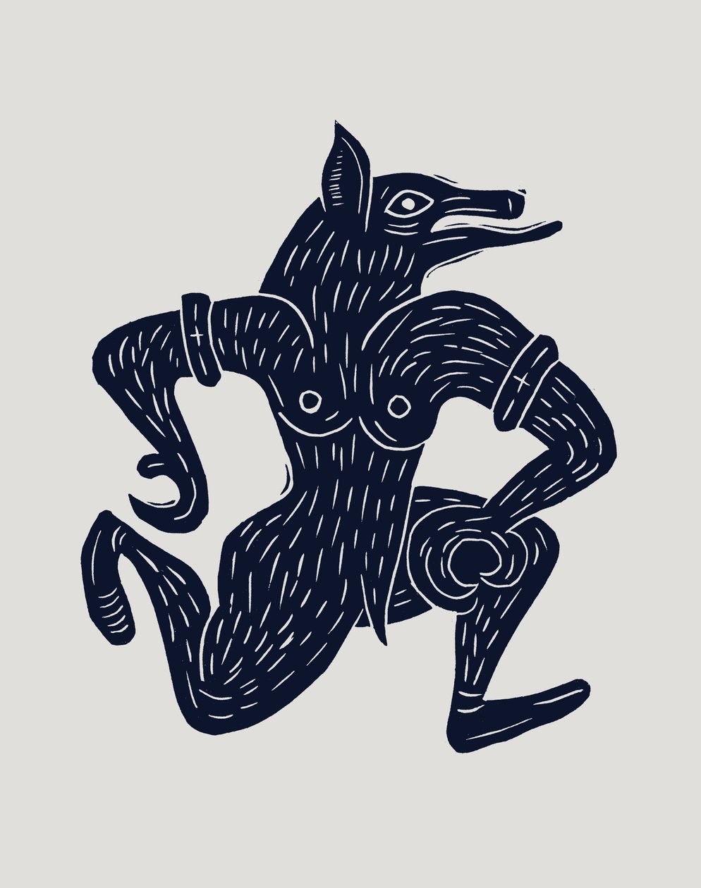 Vlkodlak, 2023 (linoleum na papíře) od Marco Campedelli