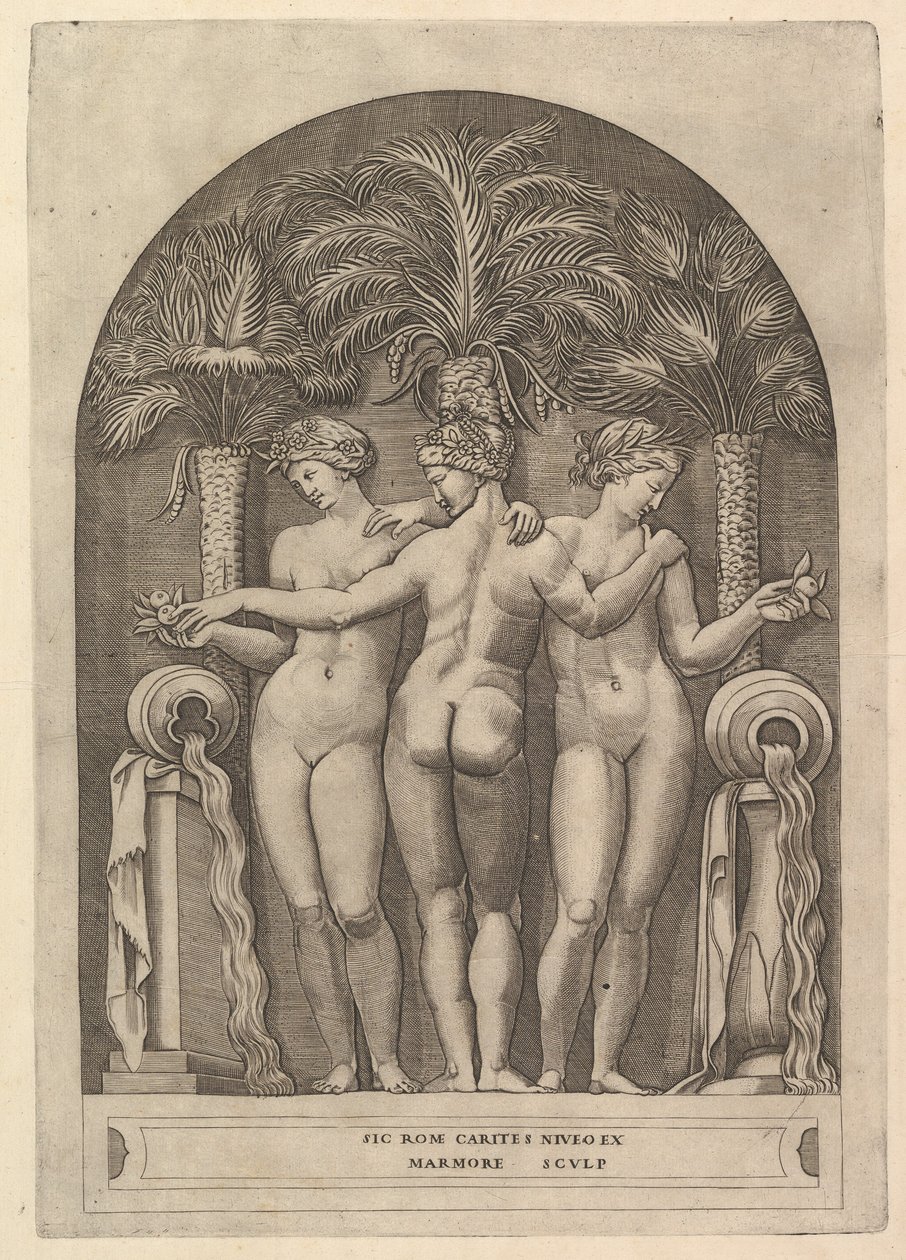 Zrcadlo římské velkoleposti: Tři grácie, ca. 1515-27. od Marco Dente