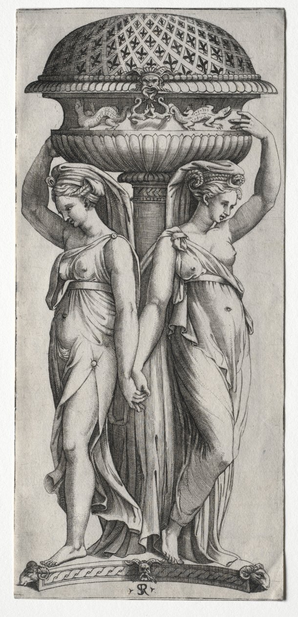 Cassollette: Ženy podporující urnu, c. 1520-27. od Marco Dente