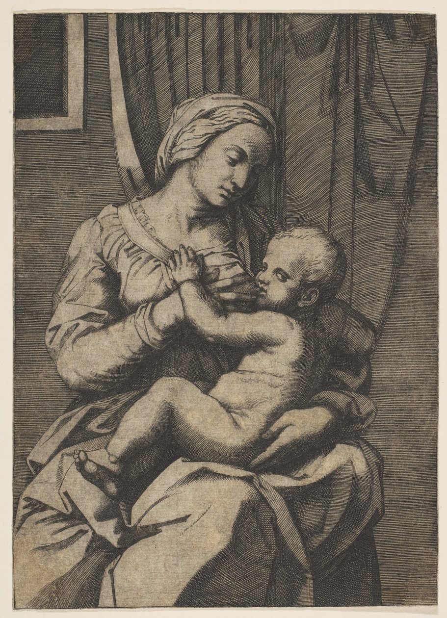 Panna kojící nemluvně Krista na klíně, 1515-20. od Marco Dente