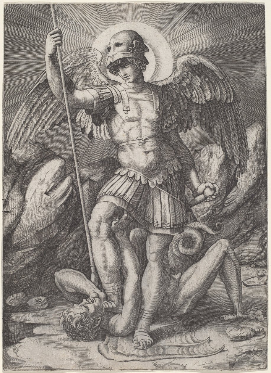 Svatý Michale od Marco Dente after Raphael