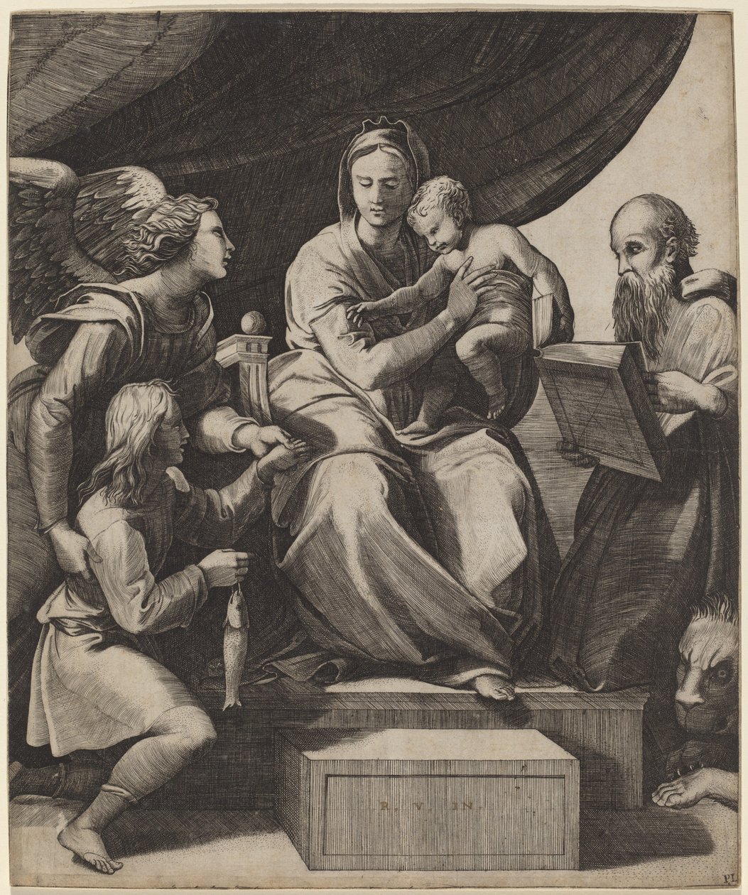 Panna s rybou od Marco Dente after Raphael