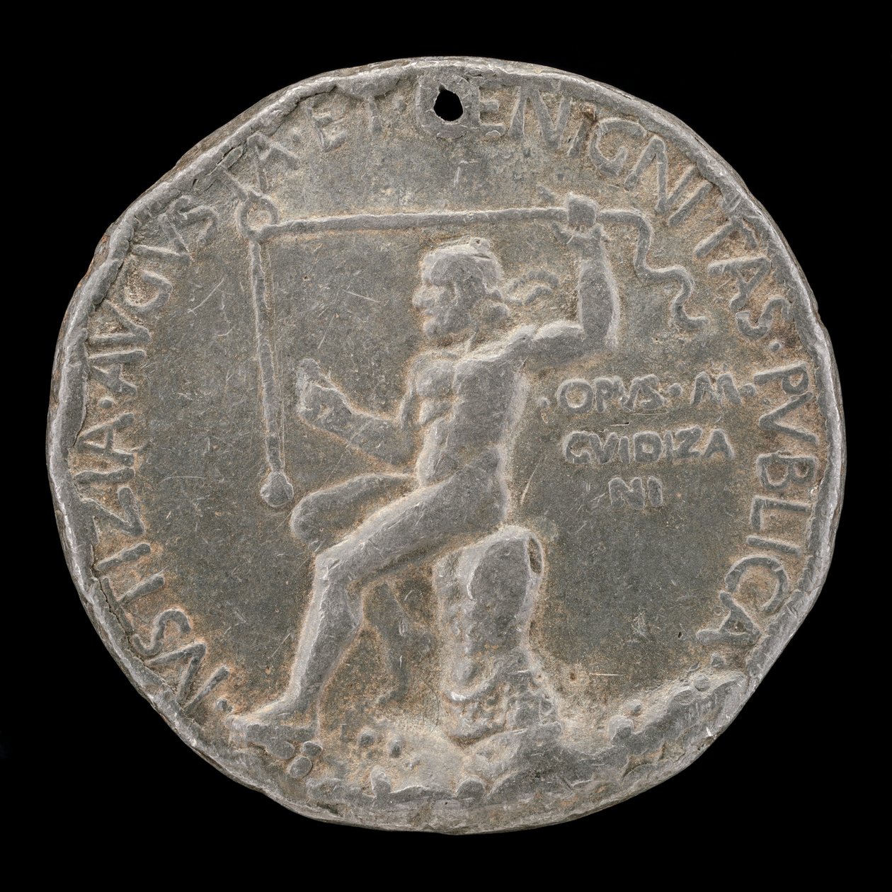 Postava laureáta držící olovnici [reverzní], 1454 nebo později. od Marco Guidizani