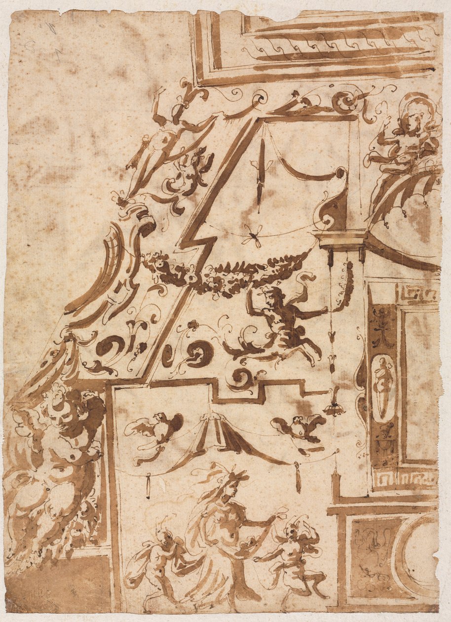 Groteska se skákajícím kentaurem verso, c. 15651588. od Marco Marchetti
