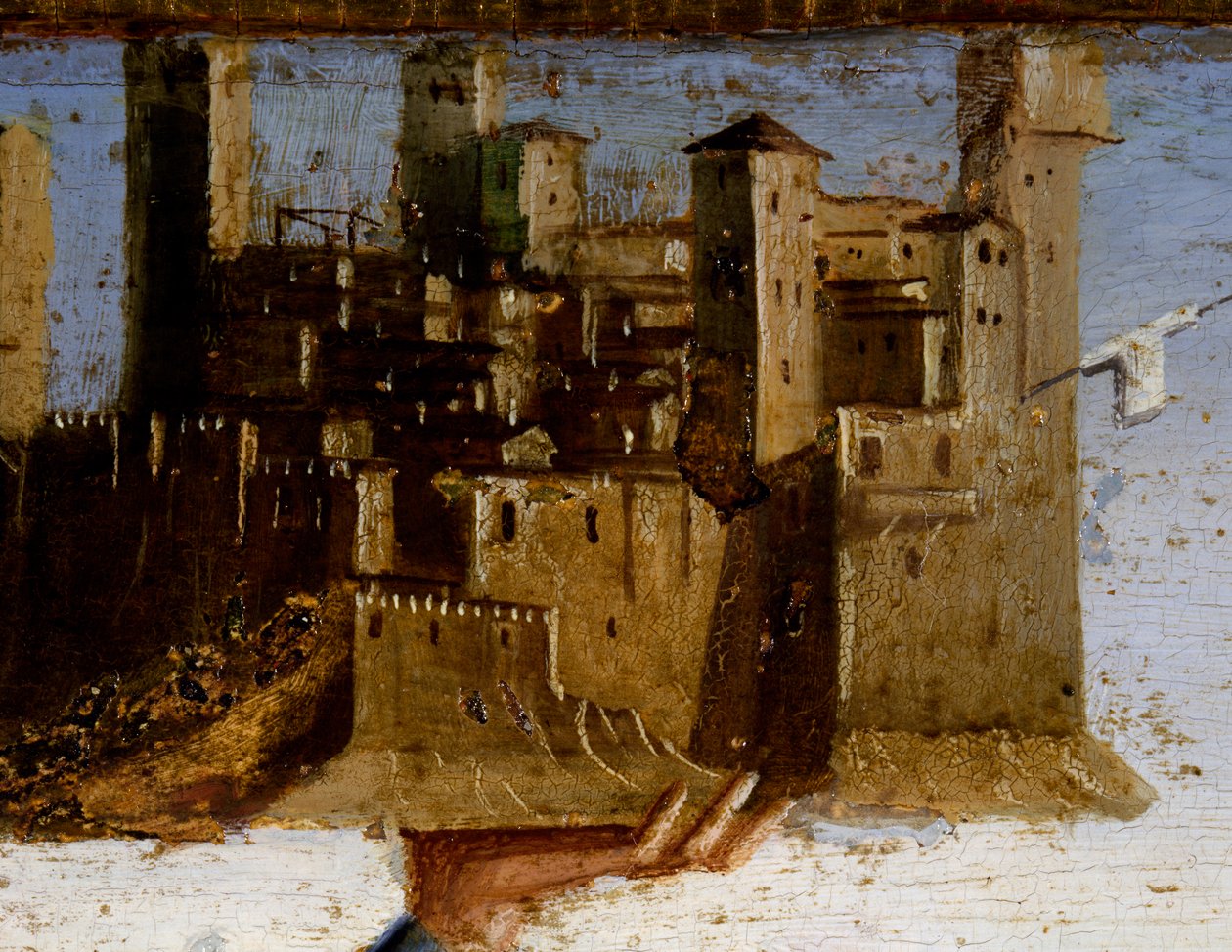 Trůnící Madona a svatí, detail predely svatého Adriana od Marca Palmezzana (cca 1460-1539), kostel svatého Františka, Matelica, Marche, Itálie, detail od Marco Palmezzano