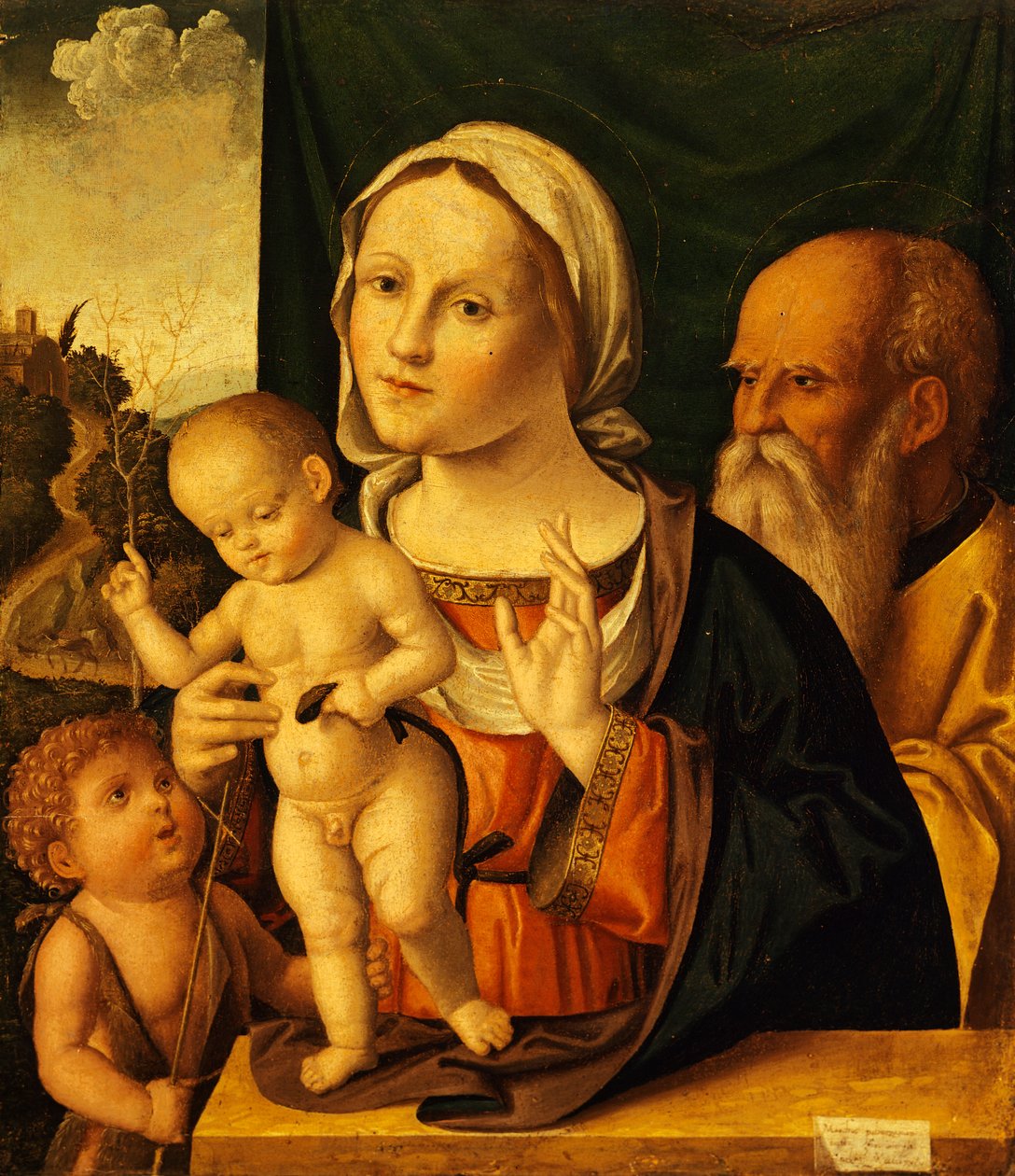 Svatý rozhovor, Marco Palmezzano (asi 1459-1539), 52x61 cm od Marco Palmezzano