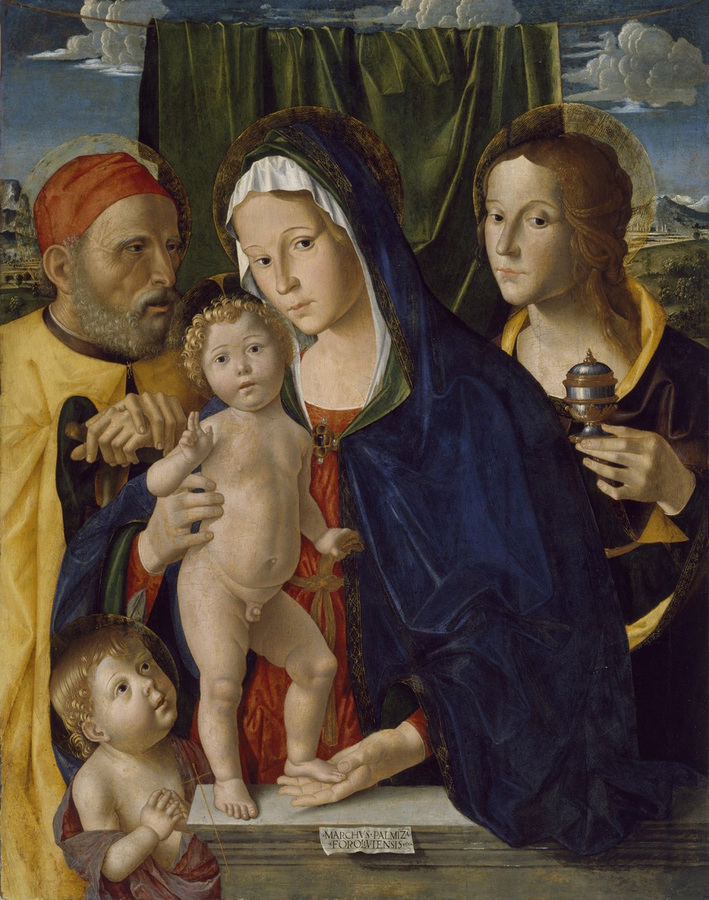 Svatá rodina se sv. Janem Křtitelem a sv. Marií, 1500-5 od Marco Palmezzano