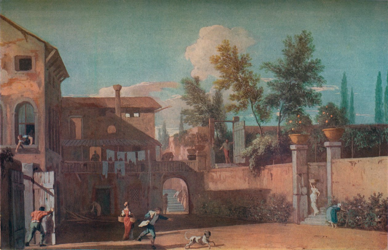 Nádvoří italské vily, c1700 1935 od Marco Ricci