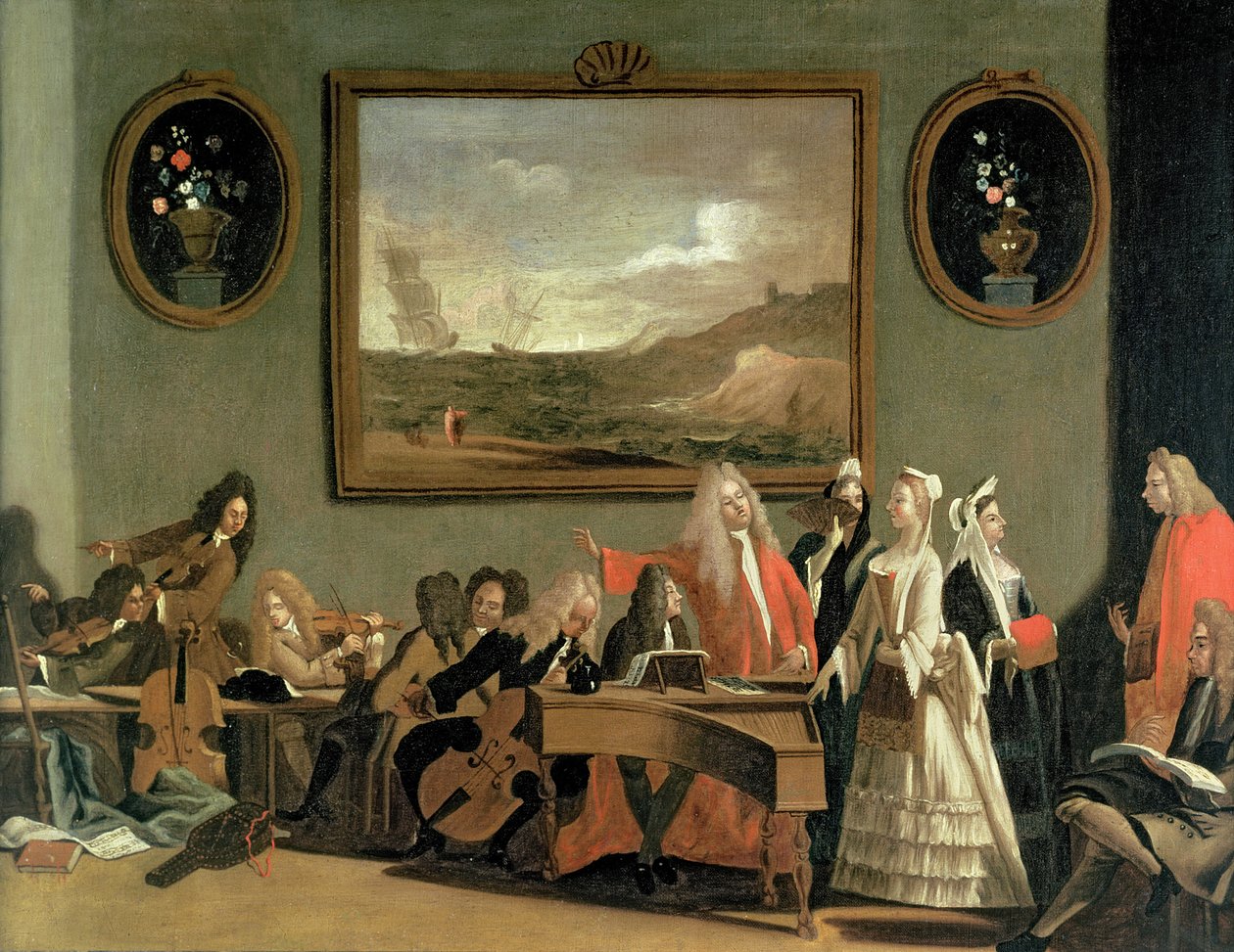 Zkouška opery, o níž se říká, že je Pyrrhus a Demetrius, se konala ve zkušební místnosti v Haymarket Theatre, 1709 od Marco Ricci