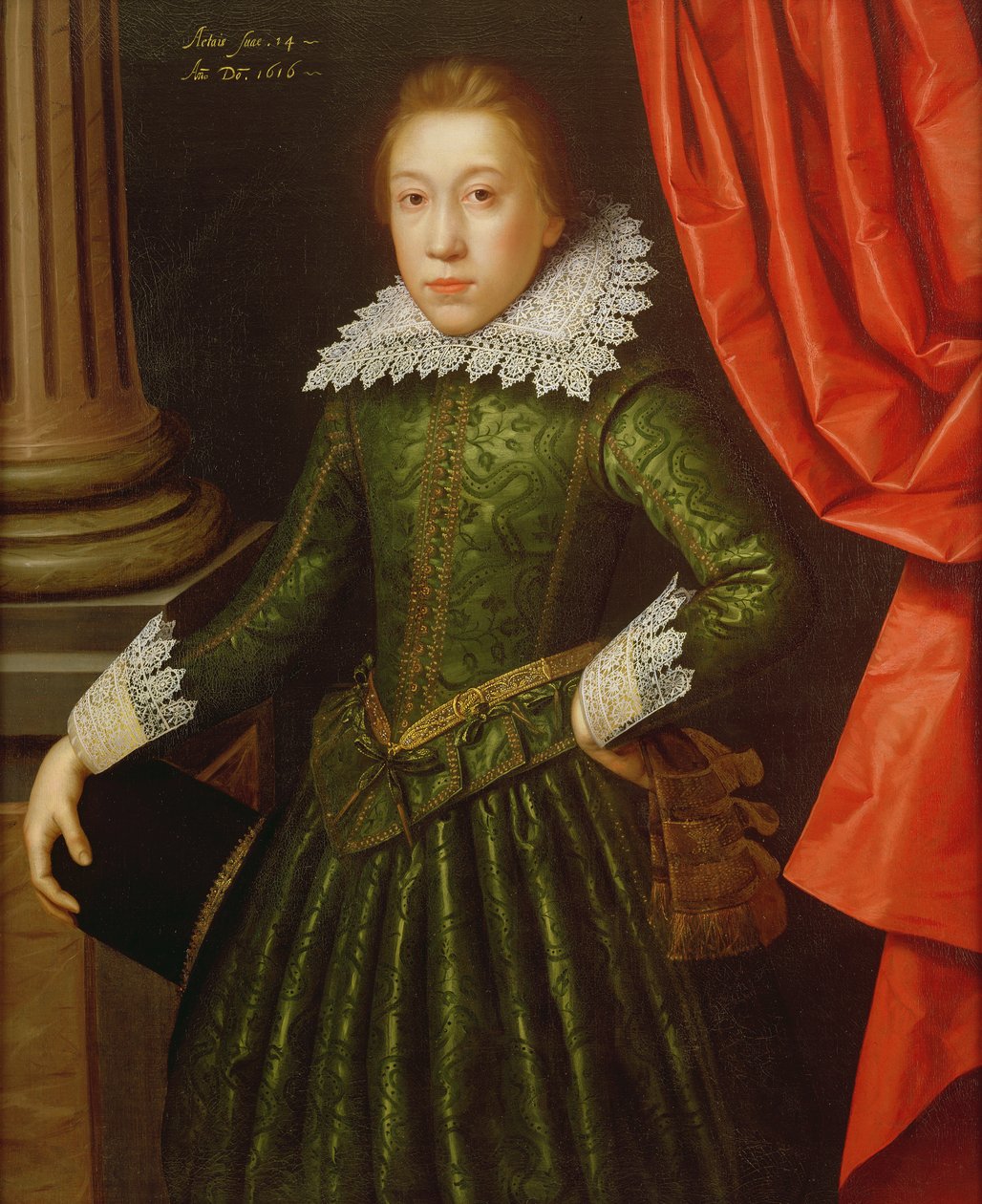 Portrét chlapce z rodiny de Ligne, 1616 (jeden z páru) (viz také 142777) od Marcus Gheeraerts