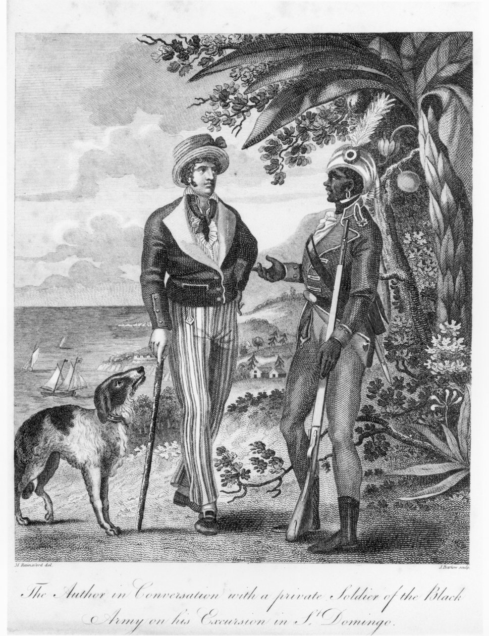 Kapitán Marcus Rainsford (asi 1750-1805) se soukromým vojákem Černé armády, předloha k 
