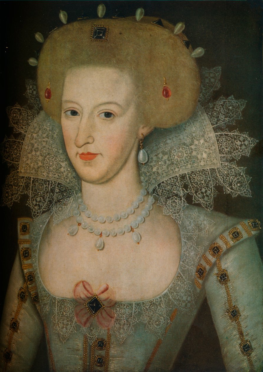 Anna Dánská 1574-1619, královna choť krále Jakuba I., 17. stol. od Marcus Garret Gheeraerts the Younger