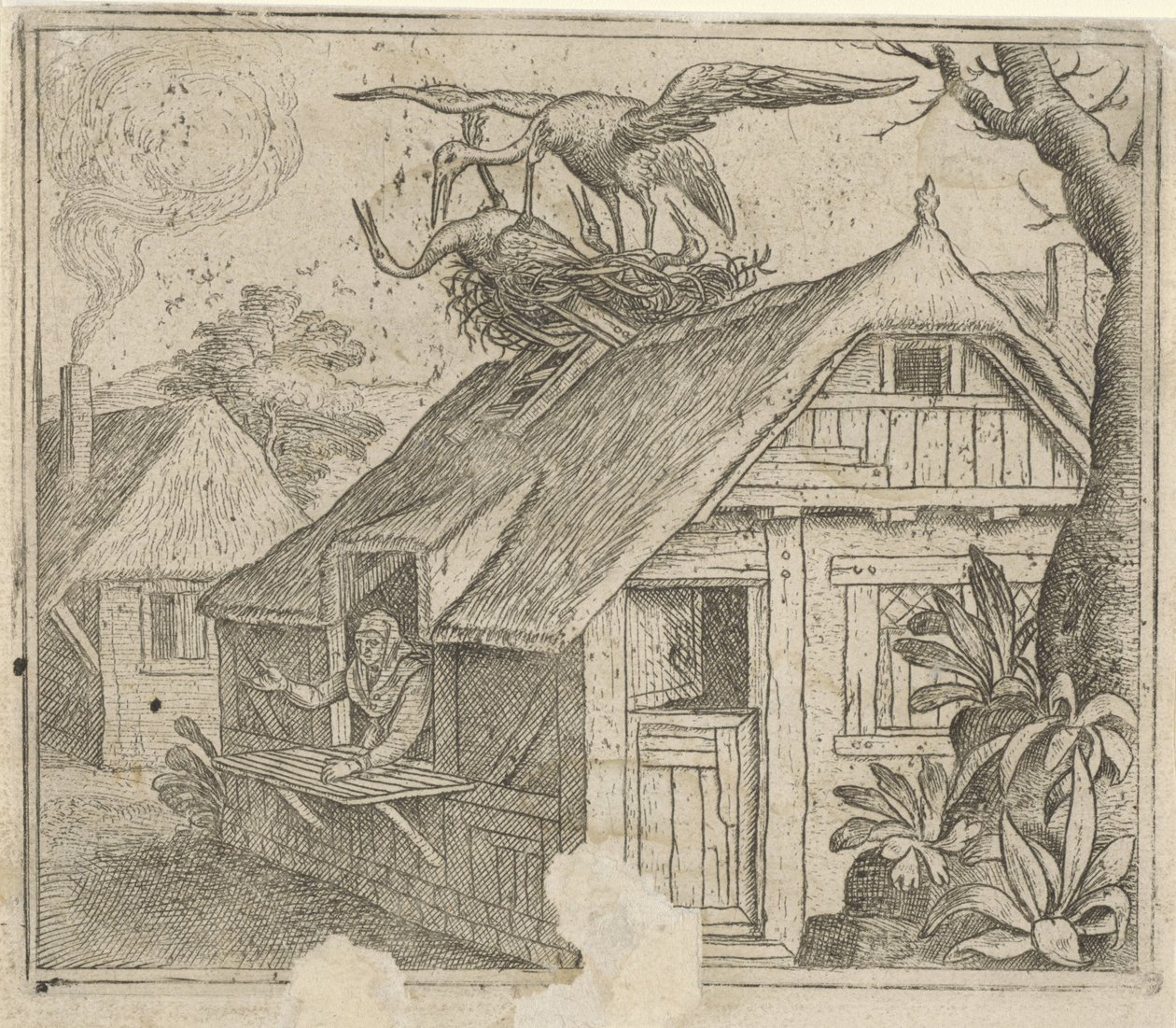 Bajka o čápech a jejich náboženství od Marcus Gheeraerts (I) (attributed to)