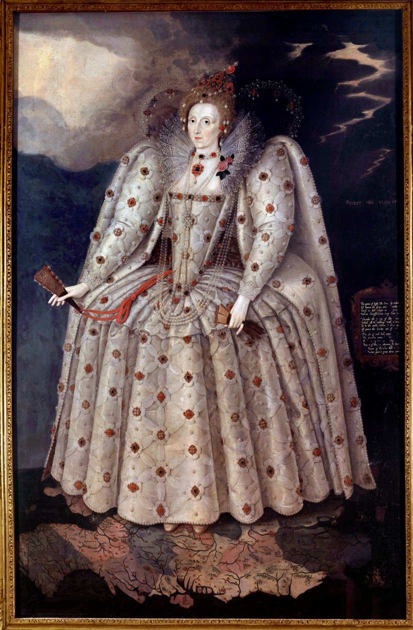 Nožní portrét královny Alžběty (Elizabeth) Iere of England Malba Marcuse Gheeraertse (Gerards nebo Geerards) mladého (1561-1635) Kolem 1592 Sun. 2,41x1,52 m Londýn, Národní galerie portrétů od Marcus Gheeraerts