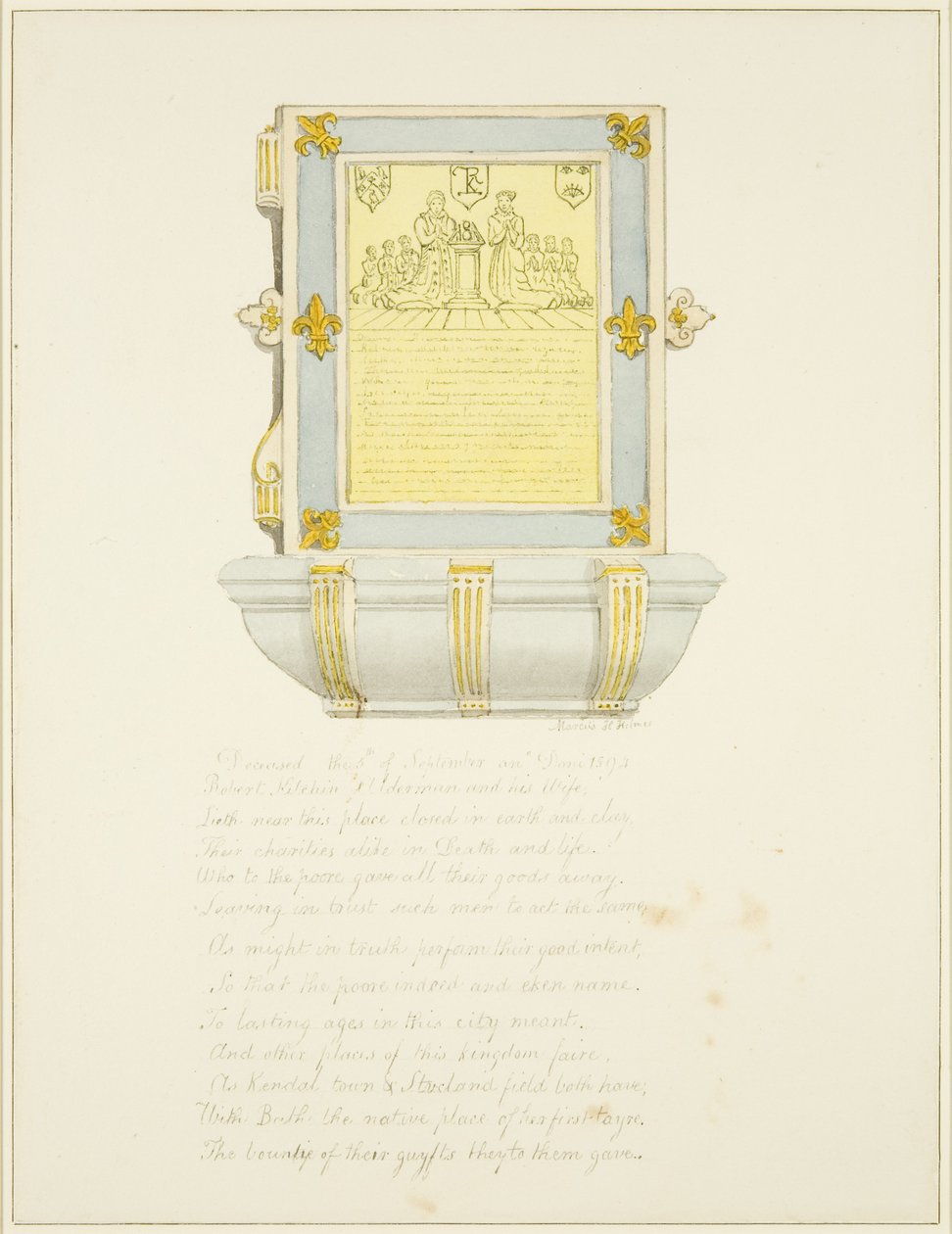 Mural Tablet of Alderman R. Kitchin (tužka a akvarel na papíře) od Marcus H. Homes