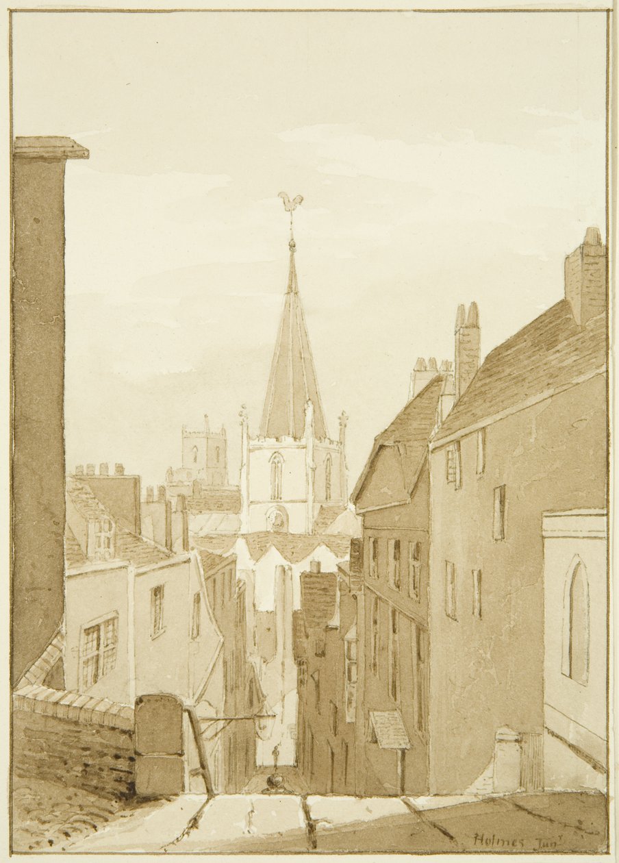 Queen Street (později Christmas Steps) (tužka a akvarel na papíře) od Marcus H. Homes