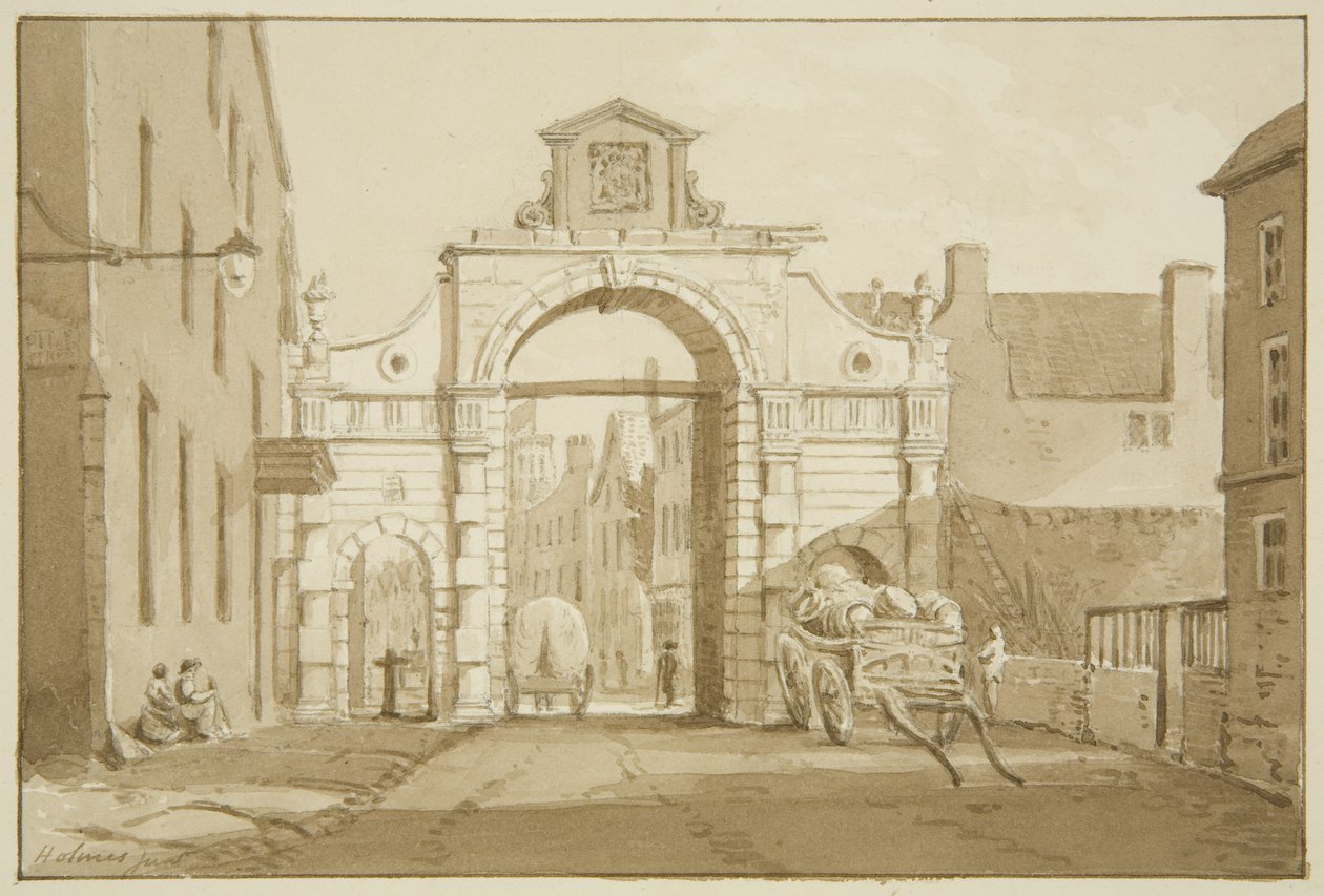 Temple Gate (tužka a akvarel na papíře) od Marcus H. Homes