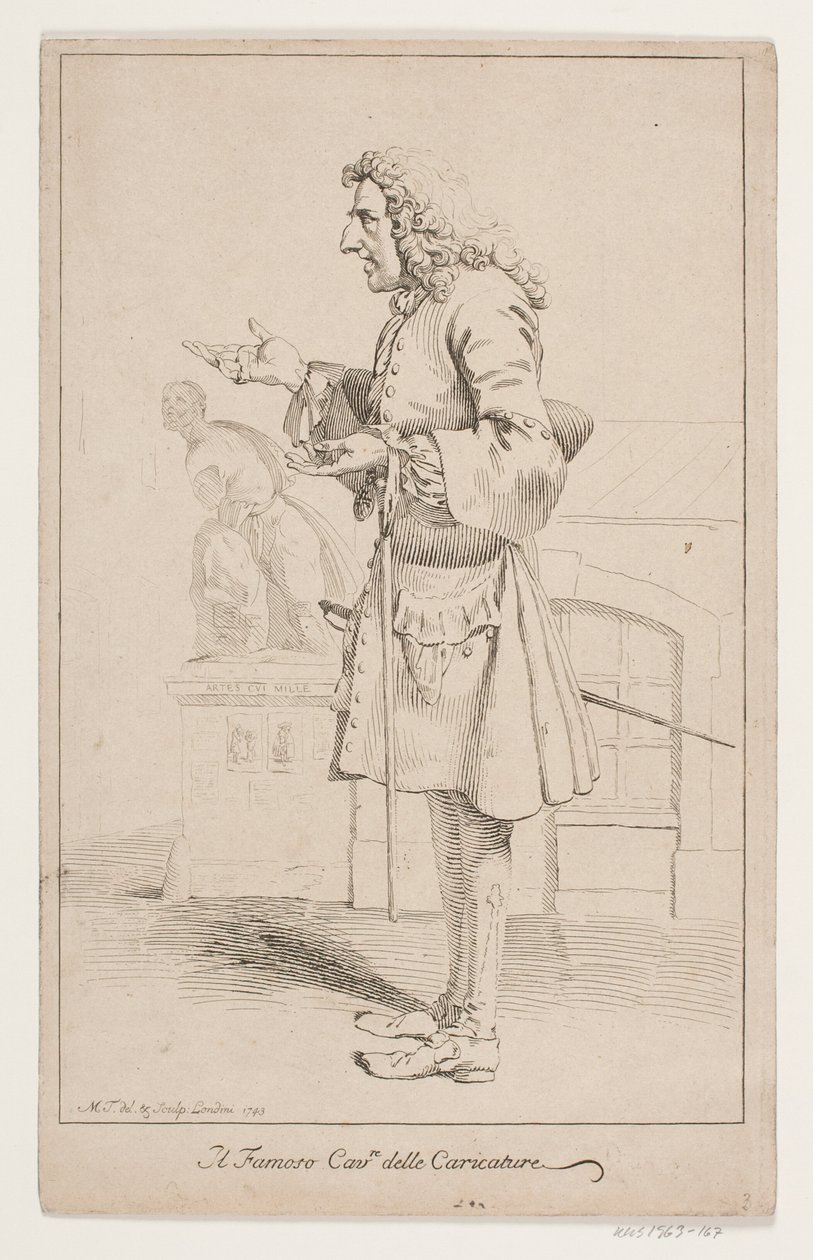 „Slavná Cavre delle Caricature“. Portrét Pier Leone Ghezzi (1674-1755) od Marcus Tuscher