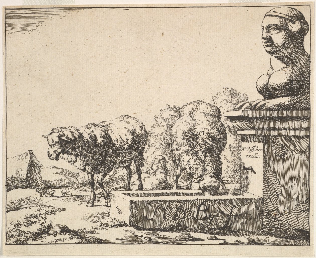 Ovce, ze sady 16 talířů, 1664. od Marcus de Bye